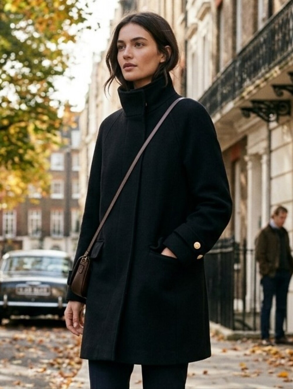 JCrew Women's Black Cocoon Italian Stadium Cloth Wool-Blend Pea Coat Size 12